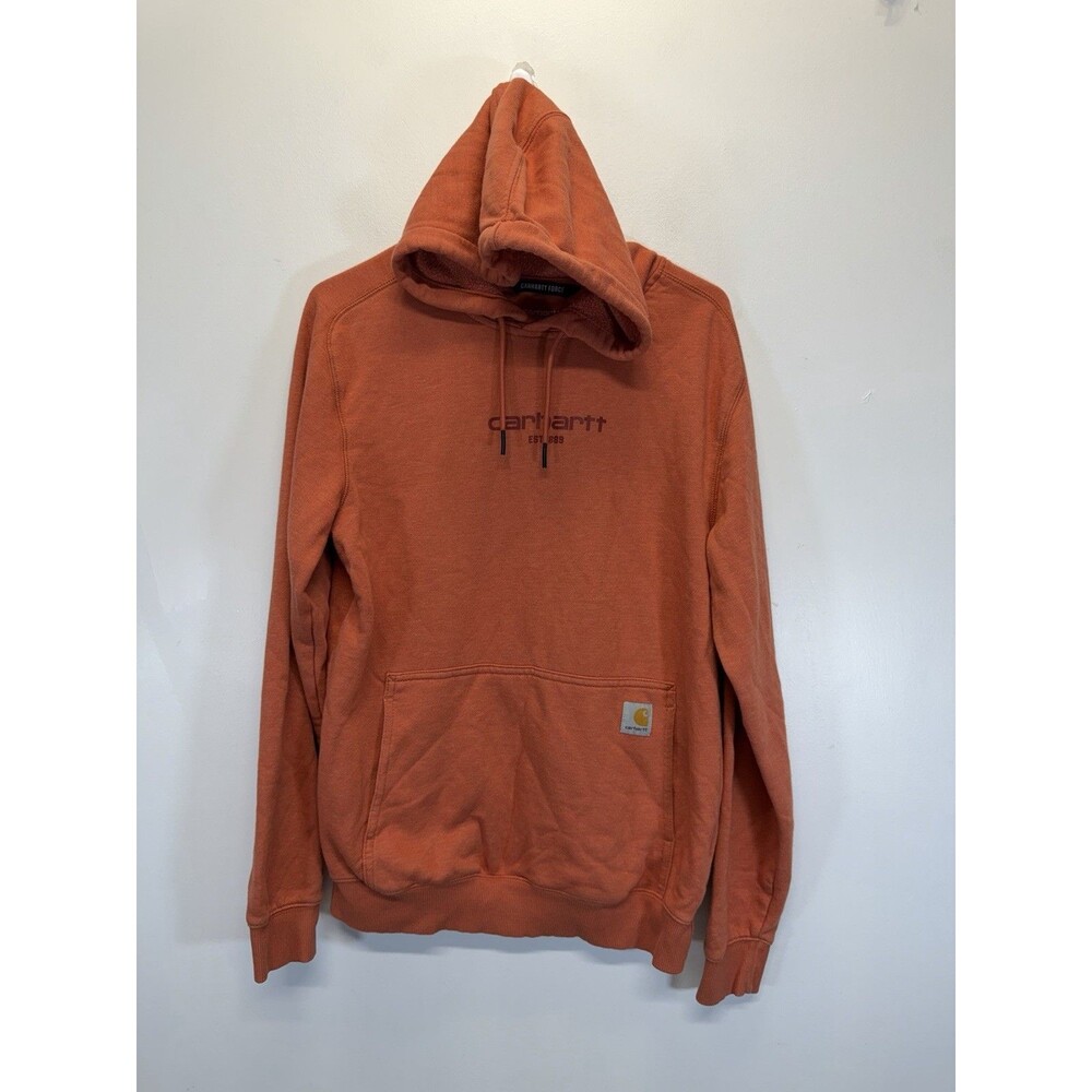 Carhartt Women Force Relaxed Fit Lightweight Graphic Hoodie Orange Cotton Sz S